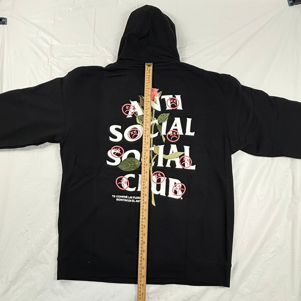 Anti Social Social Club Te Compre Las Flores Black Rose Hoodie XXL NEW - Picture 3 of 6